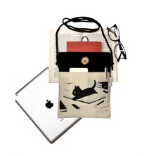 Kitap Kılıfı , Kitap Çantası , Book Bag , Tablet Bag , Book Sleeve , Ebook Bag (Kedi Kitap Kahve )