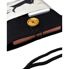 Kitap Kılıfı , Kitap Çantası , Book Bag , Tablet Bag , Book Sleeve , Ebook Bag (Kedi Kitap Kahve )