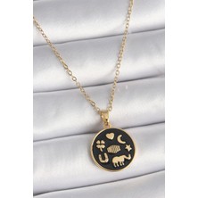 Callerrons Accessories Gold Renk Siyah Şans Kolyesi - EBJ241130W29624