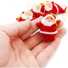 Mediterian Kırmızı Noel Baba Çam Ağacı Süsü 12'li Yılbaşı Dekorasyon Seti