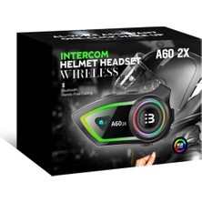 Airstorr A60 2x Motosiklet Kask Kulaklığı Bluetooth Intercom Rgb Işıklı 2 Intercom Bağlantılı 300M Mesafe.