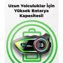 Airstorr A60 2x Motosiklet Kask Kulaklığı Bluetooth Intercom Rgb Işıklı 2 Intercom Bağlantılı 300M Mesafe.