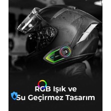 Airstorr A60 2x Motosiklet Kask Kulaklığı Bluetooth Intercom Rgb Işıklı 2 Intercom Bağlantılı 300M Mesafe.