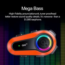 Airstorr Q08 2x Motosiklet Kask Kulaklık Intercom Rgb Işıklı Bluetooth 5.0 Çift Telefon Bağlantı