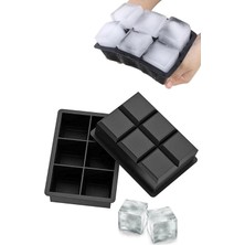 Store Max Buzluk Silikon 6 Bölmeli Buz Kalıbı 5cm Dev Buz Küpleri - Sunum Buz Küpü Çok Renkli Viski Buzu