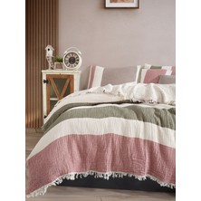 Luxtex 4 Kat Müslin Yatak Örtüsü, Koltuk Örtüsü, Battaniye, Çift Kişilik 240 x 220 cm