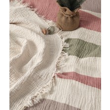 Luxtex 4 Kat Müslin Yatak Örtüsü, Koltuk Örtüsü, Battaniye, Çift Kişilik 240 x 220 cm