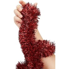 Mediterian Yılbaşı Çam Ağacı Süsü Sim 2 M Kırmızı Işıltılı Neşeli Dekorasyon