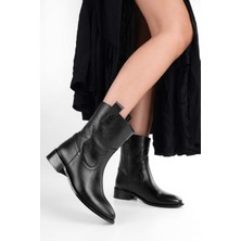 Shoeberry Kadın Hide Siyah  Deri Bot