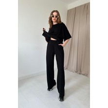 Elbee Fashion Woman Siyah Modal Bluz ve Pantolon Takım