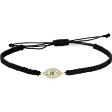 Altın Sepeti Altın Yeşil Göz Siyah Ip Bileklik