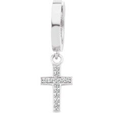 Altın Sepeti Gümüş Tek Haç Küpe