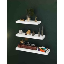 Glow Furniture Çizgi Uçan Duvar Rafı Beyaz