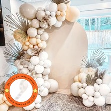 Konsept Sepeti 60 Adet Zincir Balon Seti Kum Beji Ten Rengi Beyaz Balon Zincir Şeridi (100'LÜ Balon Bandı )