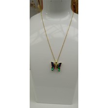 Çelik 1.sınıf Çelik Kararma Yapmaz Renkli Kelebek Figürlü Kolye