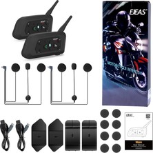 Adonis Ejeas V6PRO+ Kask Kulaklık Bluetooth Intercom Motosiklet Kulaklık Ikili Siyah