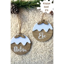 Mediterian Ahşap Yılbaşı Ağacı Süsü Seti, Hatıra ve Dekorasyon İçin Zarif Seçenek, Kahverengi