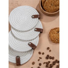Comfort Craft Jüt Örme Yanmaz Bardak Altlığı Seti | 4'lü, Beyaz