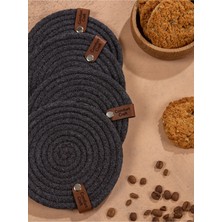 Comfort Craft Jüt Örme Yanmaz Bardak Altlığı Seti | 4'lü, Antrasit