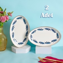 Porsima 800486 Bone China Porselen Servis Tabağı 2li Sunumluk Kayık Tabak Sunum Seti Yemek Servis Sunum Tabağı