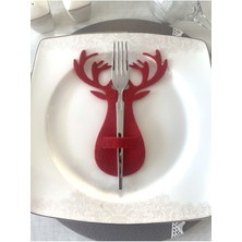 Mediterian Kırmızı geyik kaşıklık seti, masa süsü, yılbaşı dekoru, 6 renk, TR, Ereğli