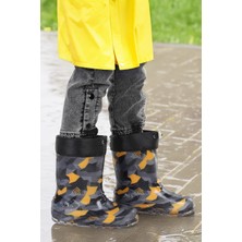 Kiko Kids Savana Su Geçirmez Erkek Çocuk Yağmur Çizmesi Sarı - Siyah