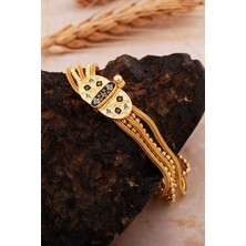 Sümer Telkari Anadolu Motifli Altın Kaplama Gümüş Midyat Hasırı Akıtma Bileklik 4713