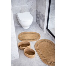 Comfort Craft Jüt Hasır 4 Parça Banyo Takımı | Paspas ve Sepet Seti