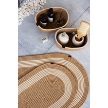 Comfort Craft Hasır 4 Parça Banyo Takımı | Oval Sepet, Paspas ve Dekor Seti|haki