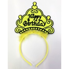 Online Happy Birthday Yazılı Neon Renk Taç 12 Adet