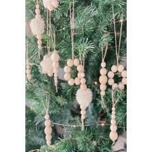 Mediterian 10'lu Renkli Ahşap Süs Seti, Yılbaşı Dekorasyonu için Güzel Seçenek, Kahverengi