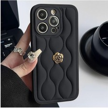 Zebana Apple iPhone 15 Pro Uyumlu Kılıf Zebana Camellia Deri Kılıf Siyah