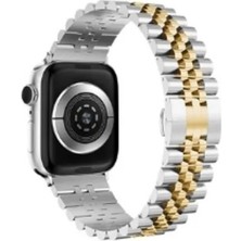 Ekoodukkan Apple Watch 42/44/45/49MM Uyumlu Çift Renkli Paslanmaz Çelik Metal Kordon Kayış