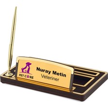 Firmalara Özel Logolu Ahşap Masa Üstü Kalemli Isimlik