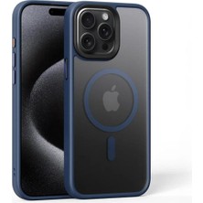 Zebana Apple iPhone 15 Pro Max Uyumlu Kılıf Zebana Fros Silikon Kılıf (Kablosuz Şarj Destekli) Lacivert
