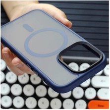 Zebana Apple iPhone 15 Pro Max Uyumlu Kılıf Zebana Fros Silikon Kılıf (Kablosuz Şarj Destekli) Lacivert
