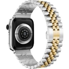 Ekoodukkan Apple Watch 38/40/41MM Uyumlu Çift Renkli Paslanmaz Çelik Metal Kordon Kayış