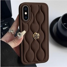 Zebana Apple iPhone Xs Uyumlu Kılıf Zebana Camellia Deri Kılıf Kahverengi