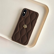 Zebana Apple iPhone Xs Uyumlu Kılıf Zebana Camellia Deri Kılıf Kahverengi