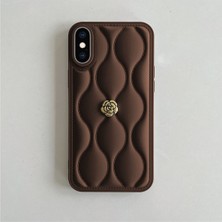 Zebana Apple iPhone Xs Uyumlu Kılıf Zebana Camellia Deri Kılıf Kahverengi