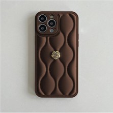 Apple iPhone 16 Pro Uyumlu Kılıf Zebana Camellia Deri Kılıf Kahverengi