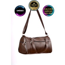 Cüzcan Hakiki Deri Kahverengi Silindir Model El ve Omuz Çantası