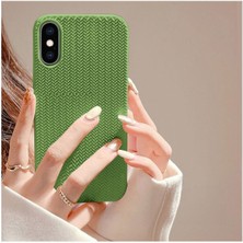 Zebana Apple iPhone x Uyumlu Kılıf Zebana Woven Silikon Kılıf Açık Yeşil