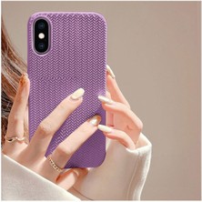 Zebana Apple iPhone x Uyumlu Kılıf Zebana Woven Silikon Kılıf Lila