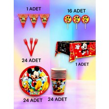 VibeHome 24 Kişilik Mickey Mouse Temalı Premium Set - Doğum Günü Parti ve Eğlenceli Etkinlikler