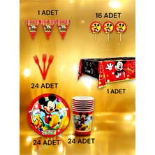 VibeHome 24 Kişilik Mickey Mouse Temalı Premium Set - Doğum Günü Parti ve Eğlenceli Etkinlikler