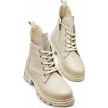 Ispartalılar 886 Bağcıklı Fermuarlı Günlük Kadın Bot Ayakkabı Kışlık Taşlı Kadın Bot