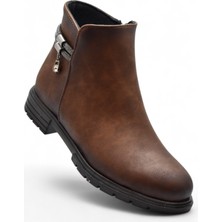 Ispartalılar 450Z Fermuarlı Günlük Kadın Bot Ayakkabı Kışlık Taşlı Siyah Düz Kadın Bot