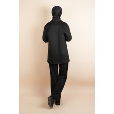 Bayan Blazer Süet Ceket Seyyar Kuşaklı Ceket Siyah