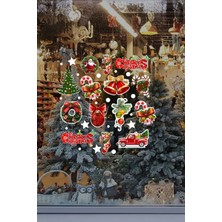 Mediterian Yılbaşı Renkli Süsler ve Kar Tanesi Stickerları, 45x45cm, Eğlenceli Dekorasyon Seti